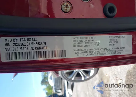 2021 Dodge Challenger Gt from USA, damaged, VIN 2C3CDZJG4MH668309